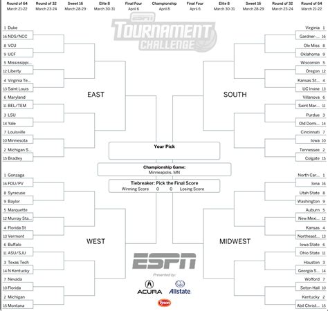 Espn Printable Bracket